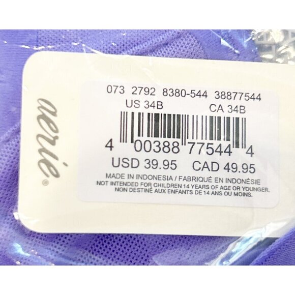 Smoothez Aerie Mesh Unlined Bra Purple Wash Size 34B NWT - Picture 6 of 7